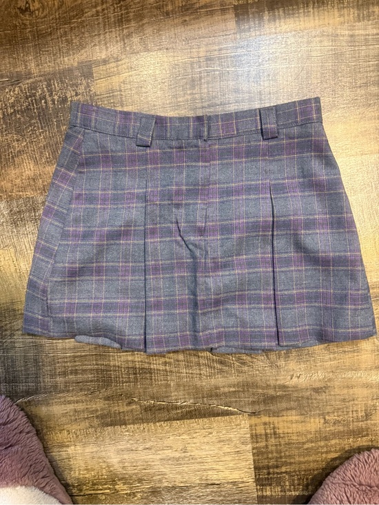 Olivaceous Dresses & Skirts - Olivaceous Purple Plaid Pleated Mini Skirt with Pink Accents